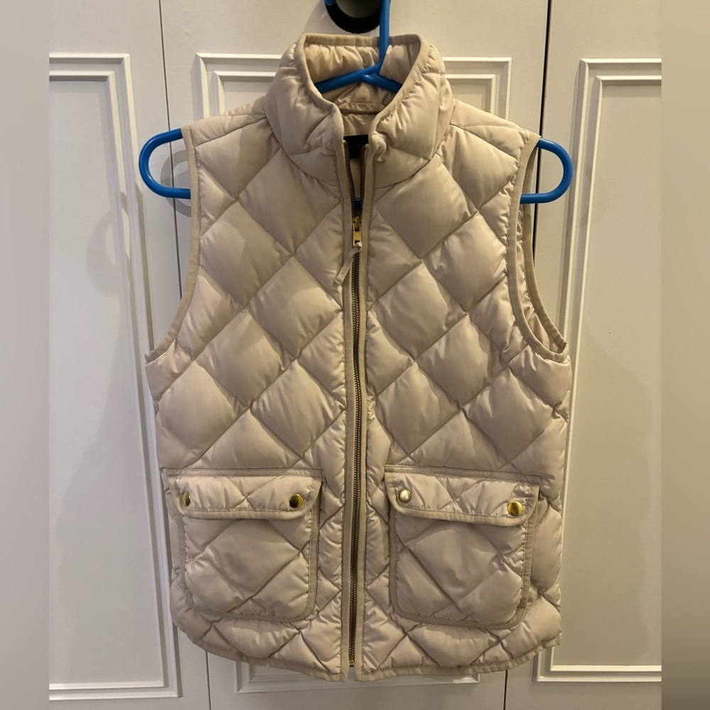 J.Crew cream vest with gold accents